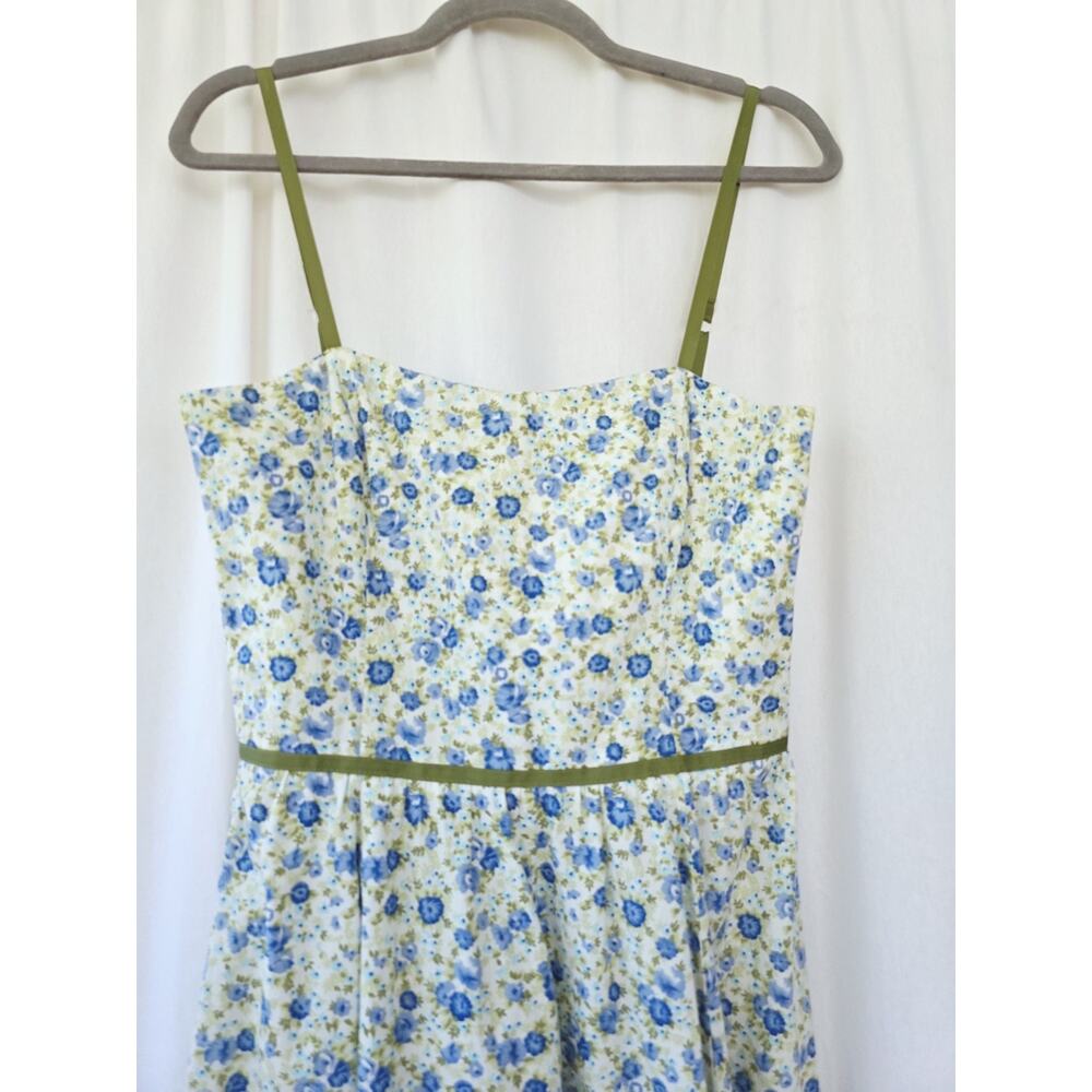 Anthro Odille Midi Dress Size 6 White Blue Sage Coquette Garden Wedding Cotton - Picture 3 of 11